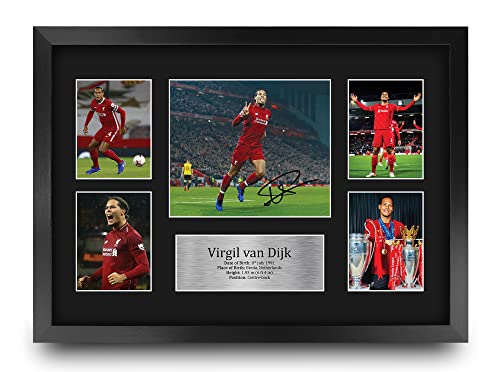 Photo autographe signée Virgil van Dijk cadre A3 finition premium