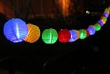4,5m lange LED solar Lichterkette mit 20 Lampions, Abstand zwischen Lampions ca 15cm, Durchmesser je Lampion c.a 7,5cm