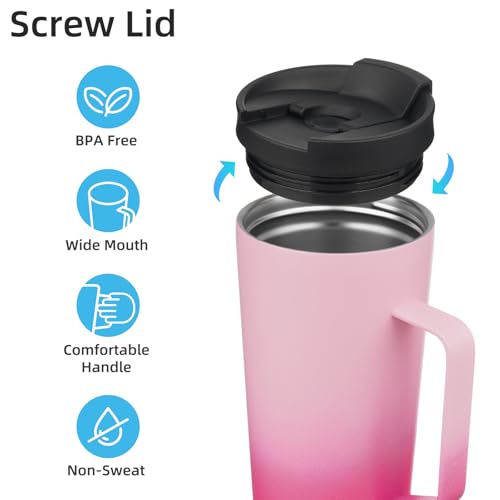 Image of Konokyo 26 oz Insulated Tumbler with Handle & Straw, Stainless Steel Mug