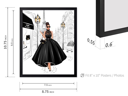 Image of Poster Master Lady in Black Print - Fashion Poster - Paris Designer Art - Modern Wall Design - Chic Gift for Women & Fashionista - Glam Decor for Bedroom or Girl's Room - 8x10 Black Framed