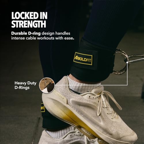 Image of Boldfit Ankle Straps For Gym With Metal D-rings Unisex Ankle Strap For Cable Machine Exercise Padded Ankles Bands For Leg Extensions, Kickback Ankles Gym Accessories For Men Workout 1 Pair Apex Black