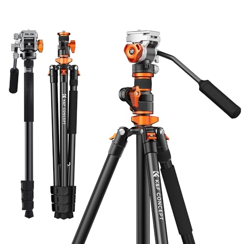 K&F Concept Treppiede Fotocamera 230 cm, Treppiede Video Professionale con Colonna Centrale 90°,...