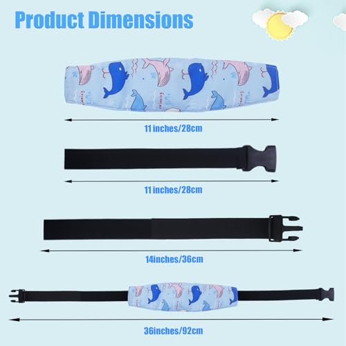 2 Pcs Baby Head Support Band for Stroller Car Seat Neck Relief and Head Support Holder for Kids Children Toddler Infant(Blue)