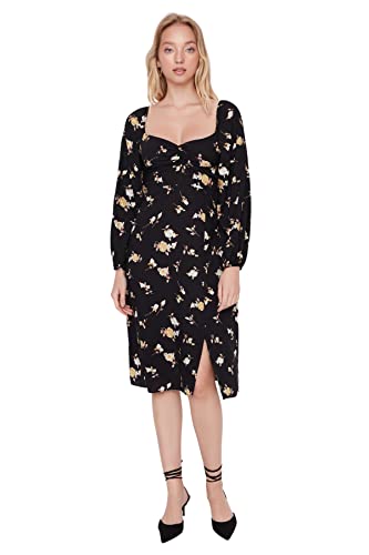 Robe mi-longue Trendyol anti-froissement coupe évasée et décolleté cœur flatteur