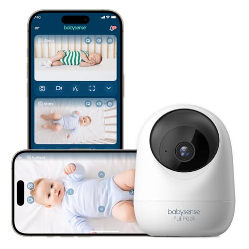Image of Babysense FullPeek 3MP Video Baby Monitor, WiFi Security Camera with Auto Tracking, Intelligent Motion & Sound Detection, Night Vision, Private Hidden Lens Mode, Supports SD Card