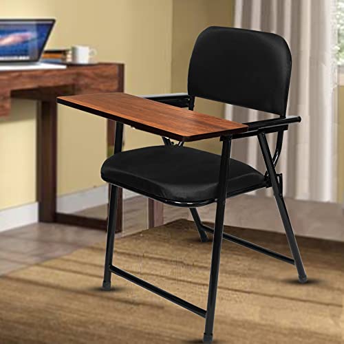 Image of ROSE Folding Chair with Writing Pad | Adjustable Cushion Seat | Work from Home, Study, School & College (Black)
