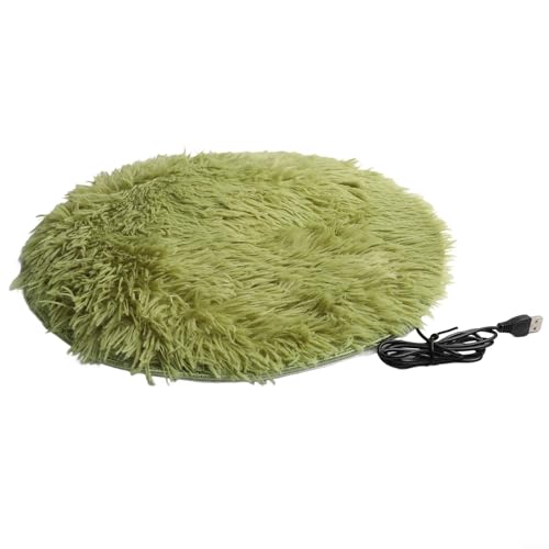 Linnkyfloa Coperta riscaldante elettrica in peluche USB, 40 cm, con controllo della temperatura costante, morbida e impermeabile, per gatti e cani, tappetino riscaldante invernale (verde)
