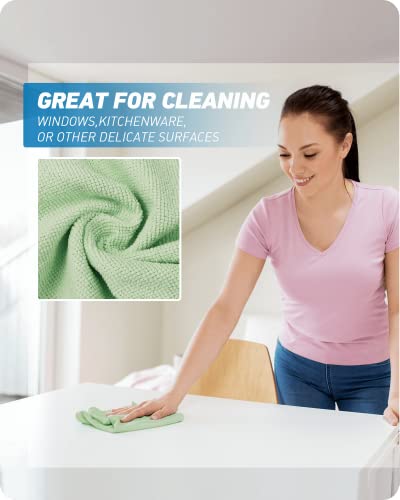 Weawe Microfiber Cleaning Cloth-24Pcs 2100 Series Ultra Soft Highly Absorbent Rags For Cleaning, Reusable And Lint Free Cleaning Towels For Housekeeping-Machine Wash (4 Colors) #TOP2
