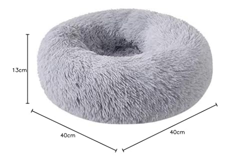 Zhoothyomiru Katzenbett Donut Plüsch Haustierbett für Katzen und Hunde Rundes warme weiche Bequeme Hundehütte Hundesofa Katze Schlafen katzenbett flauschig hundebett Donut (40CM)