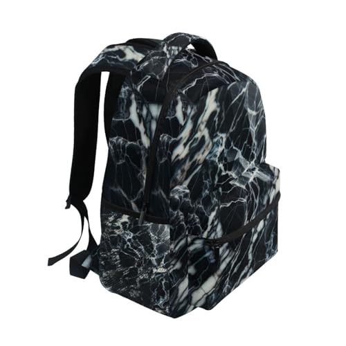Back Pack for Boys, Black Golden Marble Texture Travel Backpack, Kids Back to School Essentials, Ideal for Ages 6–142