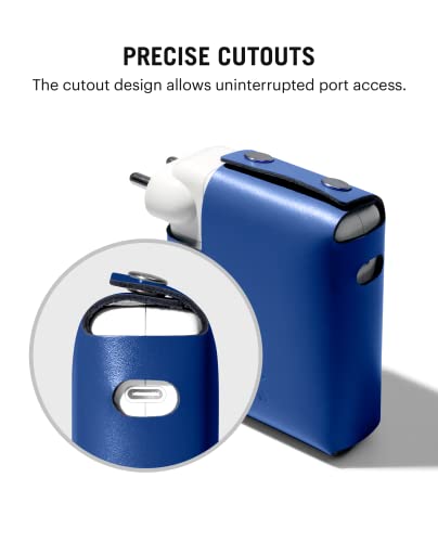 Image of DailyObjects Blue Convoy Adapter Case for MacBook Pro 16 2021 | Genuine Leather Material with Solid Protection| Cable Winding Belt & Lightweight | Button Closure | Precise Design - (Blue)