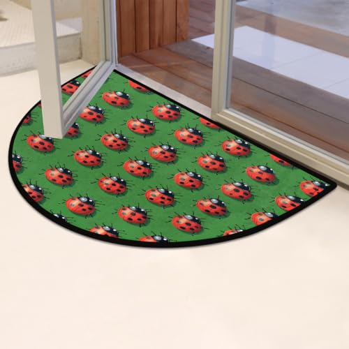 Paillasson demi-rond vert coccinelles 58x91 cm antidérapant