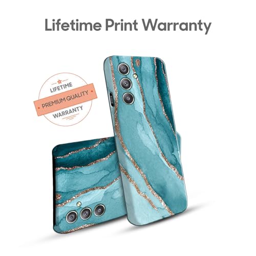 Image of COLORflow Back Cover Compatible with Samsung Galaxy A34 5G | Beautiful Blue Marble Golden Stripes | Designer Printed Hard CASE Bumper Back Cover Compatible with Samsung A34 5G