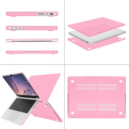 Image of MOSISO Compatible with MacBook Pro 14 inch Case 2025 2024 2023 2022 2021 M5 M4 M3 M2 M1 A3434 A3112 A3185 A3401 A2918 A2992 A2779 A2442, Hard Shell&Keyboard Cover&Screen Film&Pouch,Pink