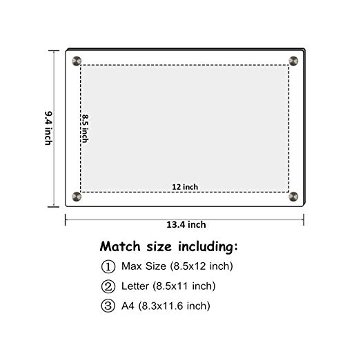 Niubee 8.5X11 Clear Acrylic Wall Mount Floating Picture Frame A4 Letter Size Photo For Document Certificate Sign Display -Double Panel (Full Frame Is 9.4X13.4 Inch) #TOP5