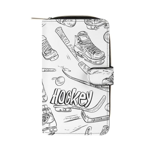 Hockey Skates And Ice Pucks Women's Wallets Leather Fold Clutch Wallet Credit Card Holder Ladies Travel Purse