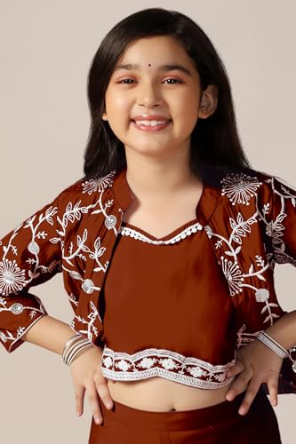Image of Fashion Dream Girl's Silk Blend Ethnic Top and Palazzo Set |Kids Salwar Suit Set|Indo Western Set
