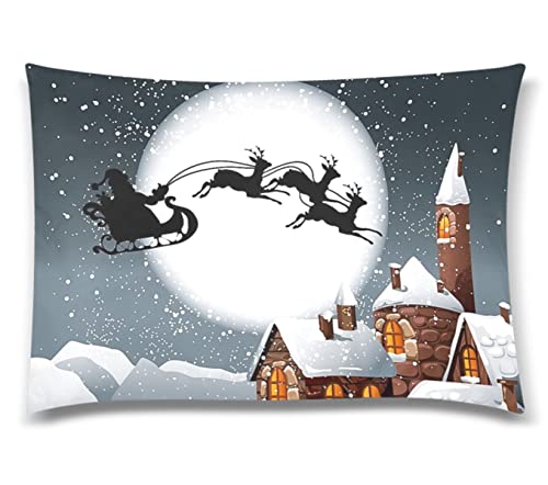 Santa Claus Reindeer Pillowcase - Pillowcase With Zipper, Pillow Protector Cover Cases - Standard Size 20X30 Inches, One-Sided Print, Merry Xmas Christmas Eve, Great Decoration For Christmas #TOP1