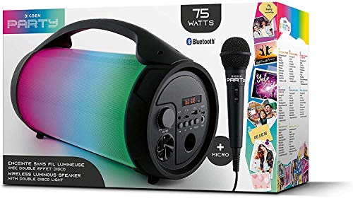 Bigben Interactive PARTYBTPRO Enceinte Portable 75 W Noir - Enceintes Portables (75 W, avec Fil &sans Fil, USB Type-A, Noir, Numérique, Universel)