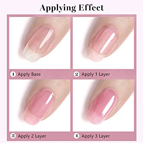 Vishine Transparent Jelly Milky Pink Gel Nail Polish, Sheer Pink Natural Gel Nail Polish Color Uv Led Gel For French Manicure Nail Art 0.5 Fl Oz #TOP3