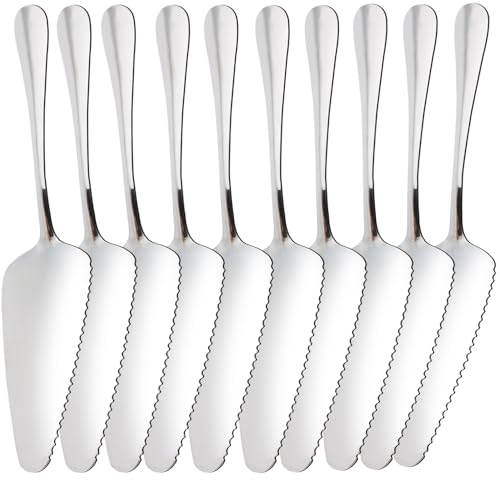 YiliYa Tortenheber Set,10 Stück Kuchenschaufel mit Gezackten Kanten Tortenheber Edelstahl Kuchenservierer für Restaurants Küche Partys und Hochzeiten(Silber)