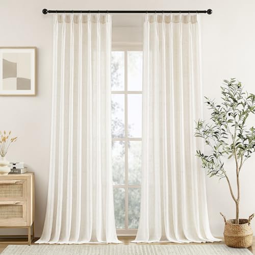 HOMEIDEAS Pinch Pleated Sheer Curtains 84 Inch Privacy and Light Filtering