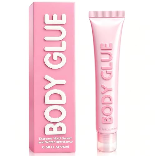 Body Glue - Clear Invisible Body Glue for Clothes & Compression Stockings Non-Slip Formula to Secure Straps & Low Collars Skin-Friendly 20ML