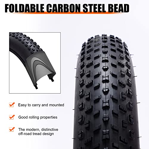 Weerock Bike Fat Tire 26 X 4.0 Inch Bicycle Fat Tyre Folding Bead Tire Electric Bike Tires Compatible Wide Mountain Snow Bicycle #TOP5