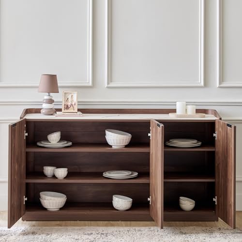 Image of Home Centre | Hadley 3-Door Sideboard | Storage Cabinet for Home | Engineered Wood | Walnut | 1 Year Warranty