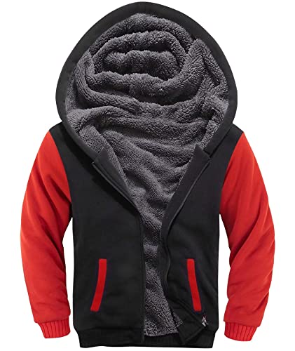 Image of ZITY Boys Zip Up Hoodie Fleece Jacket Kids Sherpa Lined Sweatshirts Outerwear Unisex Warm Winter Coat 6-15 Years Old