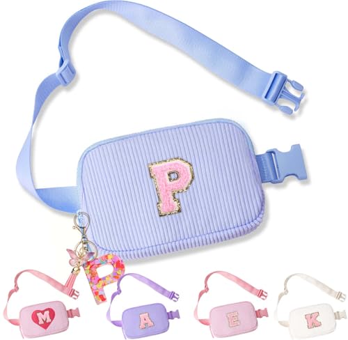 Image of Belt Bag for Girls Gifts - Birthday Gifts for Teenager, Personalized Gifts for Mom Freind Sister Teacher, Graduation GiftsInitial Crossbody Bag Belt Bag for Women Purple P