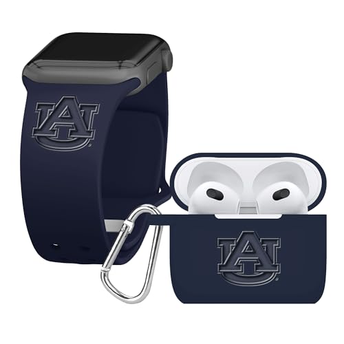Affinity Bands Auburn Tigers Engraved Silicone Combo Package Compatible with Apple Watch and AirPods Gen 3 (38/40/41mm Navy)