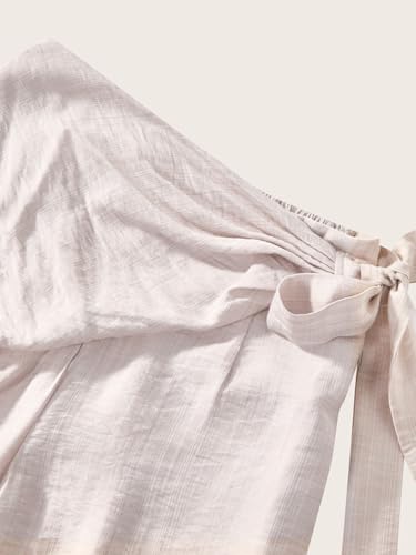 Women's Ruched Tie Side Wide Leg Pants Elegant Wrap High Waisted Loose Trousers with Pockets3