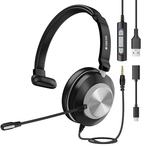 Voistek USB Headset with Microphone for PC Laptop, Wired Computer Headset with Noise Cancelling Mic...
