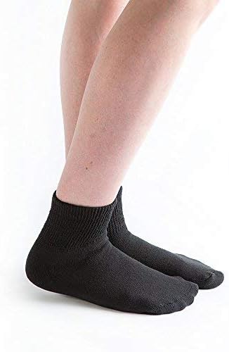 Doc OrthoDoc Ortho Men's 1/4 Crew Loose Fit Diabetic Socks: 6 Pairs Medium (Women's 7.5-10/Men'S 6-8) Black