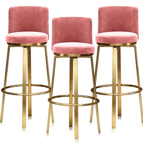 ���_���ȉ�]�o�[�X�c�[�� 1/2/3/4 �̃Z�b�g�A�z����̃_�C�j���O�`�F�A�A�����r�t���A�J�E���^�[�����̃X�c�[���A�L�b�`���A���r���O���[���A�A�p�[�g�p(3 PCS Pink 75cm,Gold Leg)