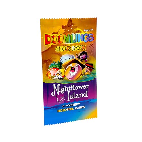 Doomlings Nightflower Island Gold Pack Collectible Holofoil Card Game Shadow Puppets Castle Glass and Mokoko Village Expansions