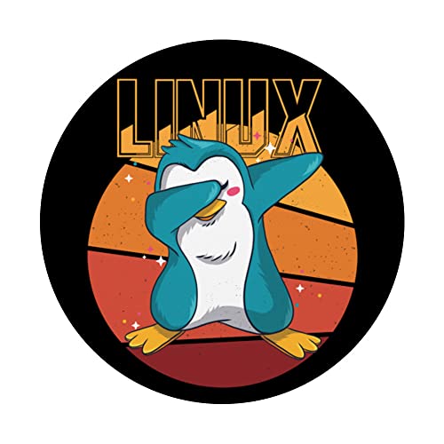 Geek Linux Root Party Penguin Nerd Programmer Computer PopSockets Swappable PopGrip, Black - Image 3