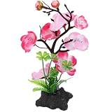 Luxshiny Artificial Cherry Blossom Trees with Base Artificial Fish Tank Plants with Rock Sushi Plate Japanese Restaurant Decor
