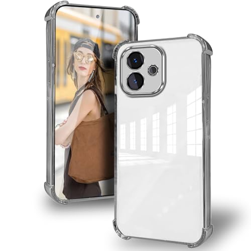 Cover per Oppo A5 Pro 5G 4G con Protezione Obiettivo Fotocamera & Angoli Rinforzati Airbag Antiurto Custodia Trasparente Morbida Anti-ingiallimento argento silicone tpu