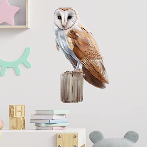 Vinilo Decorativo Buho Barn en Poste de Madera miniatura 2