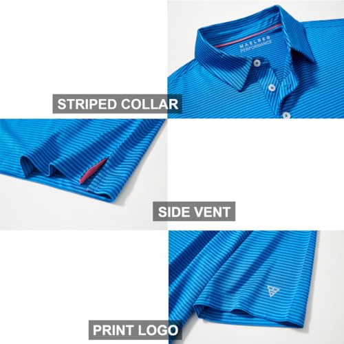 Image of Men's Golf Polo Shirts Short Sleeve Striped Performance Moisture Wicking Dry Fit Golf Shirts for Men