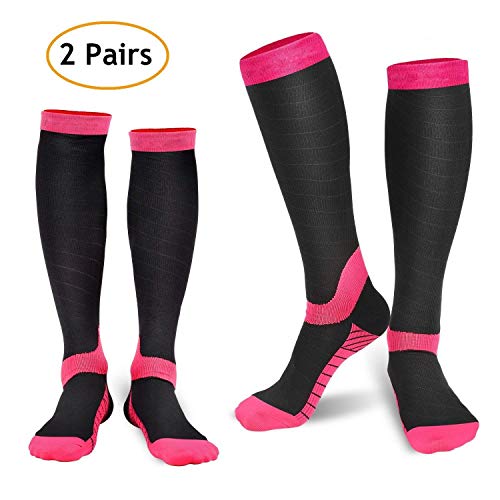 Deilin Compression Socks for Women & Men (2 Pairs), Graduated Compression Sock 20-30 mmHg for Running, Athletic Sports, Flight Travel, Nurses, Maternity Pregnancy, Shin Splints, Edema, Varicose Veins