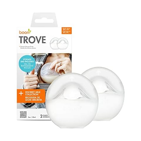 Boon TROVE Silicone Manual Breast Pump with Travel Pouch - Hands Free Breast Pump - Passive Breast Milk Collector Shell for Newborns - Breastfeeding Essentials - 2 Count Clear B11531 Cover