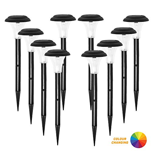 Halo - Luces solares de jardín de plástico con LED que cambian de color (juego de 10)