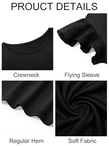 Image of Imily Bela Girls Ruffle Sleeve Shirts Crewneck Eyelet Tops 4-15 Years | Cute summer casual blouse, Soft breathable eyelet fabric with ruffle sleeves, Comfortable daily shirts for kids