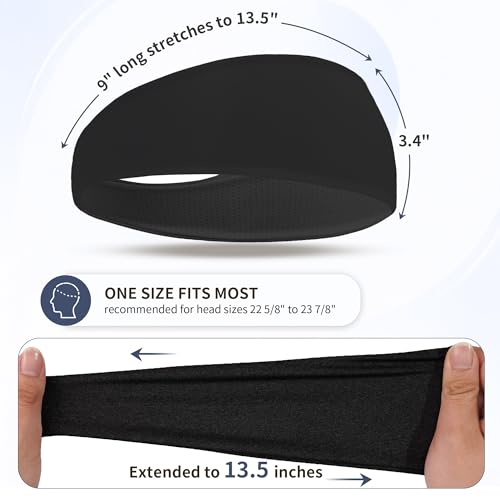 Image of 5 Pack Sports Headband for Men, Breathable Mesh Design, Reused & Washed Mens Headband Sweat Bands for Running Yoga Fitness Workout