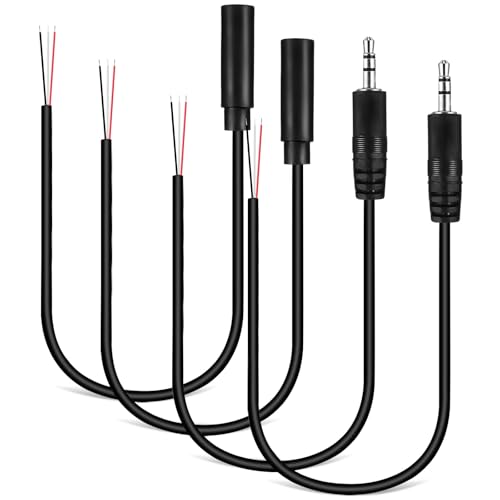 Lurrose 4pcs 3.5mm Audio Extension Cable PVC Flexible Male Female Cord