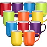Yinder 12 Pack 16 oz Large Colored Ceramic Coffee Mugs Set with Handles for Coffee Cappuccino Tea Cocoa Cereal, Dishwasher and Microwave Safe