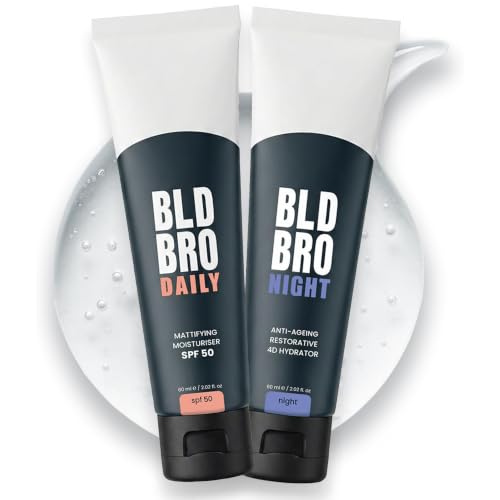BLD BRO SPF 50 + Night Duo 24-Hour Skincare Set for Bald Men Gel Moisturisers to Protect Hydrate & Restore 2×60 ml